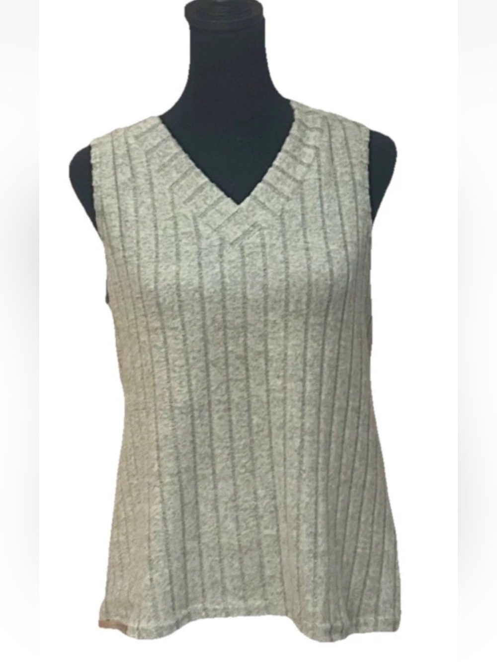 Light Olive Toned  Sleeveless V-Neck Top